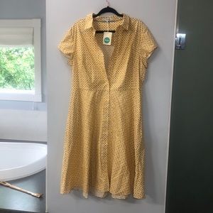 Boden dress new with tags, yellow geometrical pattern, 16 long